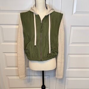Pilcro Green and Cream Hooded Utility Jacket